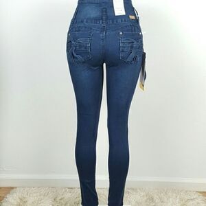 Womens High Rise Skinny Jeans Blue Butt Lifting